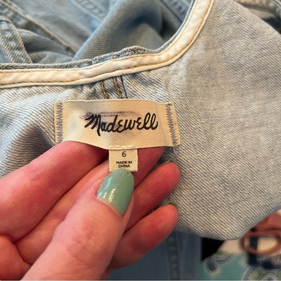 Madewell Denim Sleeveless Seamed Mini Dress A-line Pockets Women’s Size 6 - Picture 8 of 10